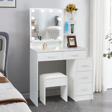 Make up tafel - Kaptafel - Met spiegel en verlichting - Holl, Verzenden, Zo goed als nieuw