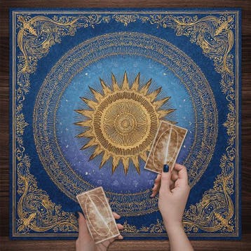 Barokke Gouden Zon Mandala Tarotkleed - Art Nouveau Design v, Verzenden