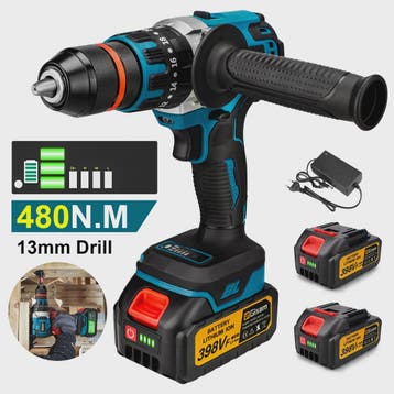 Krachtige Koolborstelloze Accu Klopboor/Schroefmachine 480Nm, Doe-het-zelf en Verbouw, Gereedschap | Boormachines, Verzenden, Nieuw