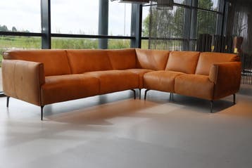 Het Anker Hoekbank Valence Africa leder Caramel 285x225 cm, Ophalen of Verzenden, Nieuw, Leer, Design