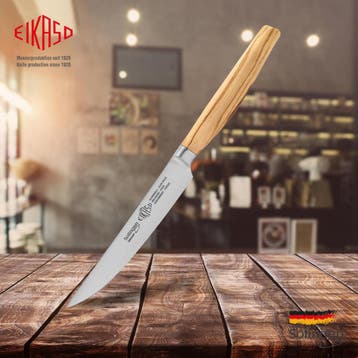 Eikaso Solingen Gesmeed Steakmes 12cm met Olijfhouten Han..., Ophalen of Verzenden, Nieuw, Hout, Los bestek
