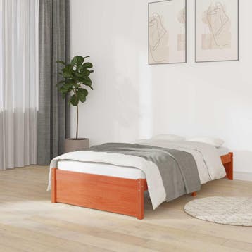 vidaXL Bedframe Massief dennenhout, Verzenden, Nieuw, Bruin, Hout
