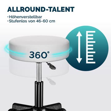 Rolkruk kunstleer Wit 360° draaibaar (Kantoor inrichting), Verzenden, Nieuw in verpakking