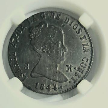 Spanje. Isabel II. 8 Maravedís 1844 Segovia (Zonder