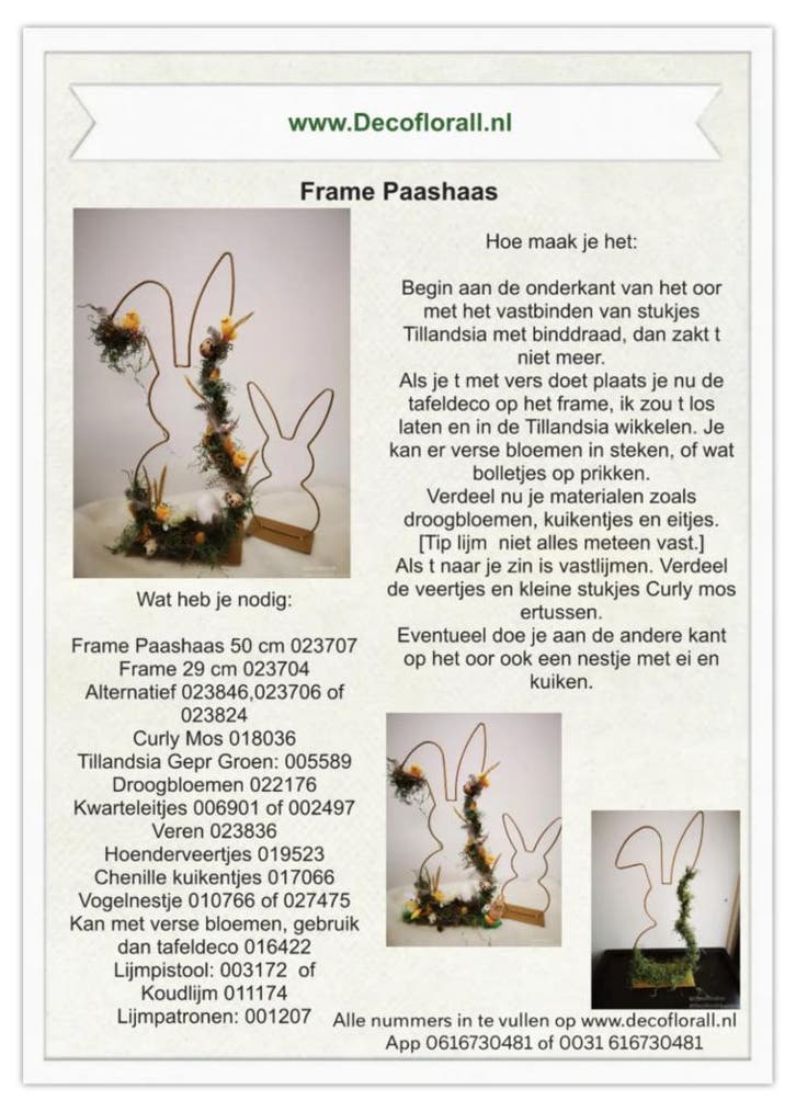 Frame Paashaas Stel zelf je pakket samen, Huis en Inrichting, Woonaccessoires | Kunstplanten en Kunstbloemen, Nieuw, Ophalen of Verzenden