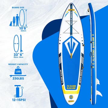 Sup Board - Opblaasbaar Paddle Board - 150 kg - Blauw/Wit -, Verzenden, Zo goed als nieuw
