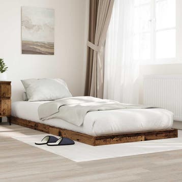 vidaXL Vloer bedframe Oudhout 75 x 190 cm Bewerkt hout, Verzenden, Nieuw, Bruin, Hout