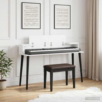 vidaXL studiobureau Wit 130 x 36 x 19,5 cm Bewerkt hout, Muziek en Instrumenten, Verzenden, Nieuw
