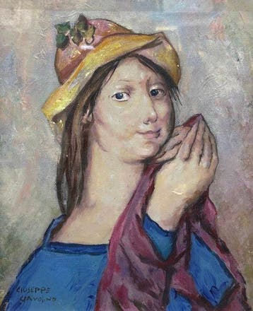 Giuseppe Ciavolino (1918-2011) - Giovane donna con cappello, Antiek en Kunst, Kunst | Schilderijen | Klassiek