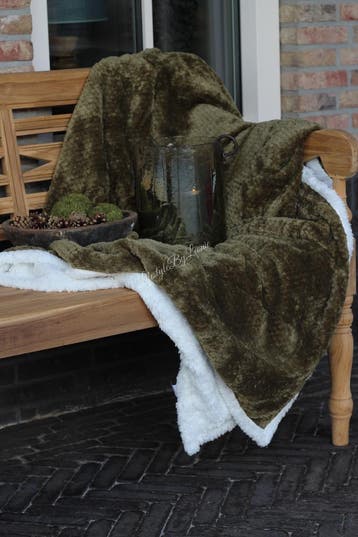 Fleece plaid gevoerd Teddy olive 150 x 200 cm, Ophalen of Verzenden, Nieuw