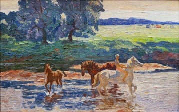Veniamin Borison (1935 -2014) - Chevaux à la Baignade –