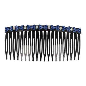 Sierkam 10cm - Strass Steentjes in Strikvorm - Zwart Blauw, Nieuw