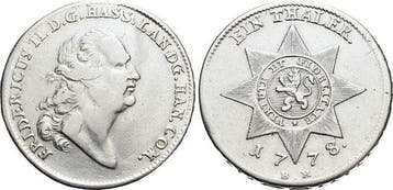 Sterntaler, daalder 1778 Br Hessen-kassel Friedrich Ii 17..., Verzenden