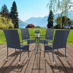 Polyrotan Tuinstoelen Yoro - 4-delig - Zwart - Stapelbaar, Tuin en Terras, Verzenden, Nieuw