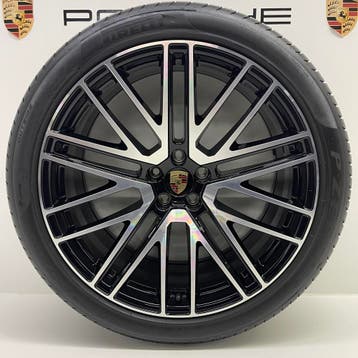 Porsche Macan ORIGINELE 21inch Turbo V zwart/alu met banden, Ophalen, Gebruikt, 295 mm, Banden en Velgen