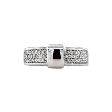 Witgouden ring met diamant 14 karaat, Verzenden, Zo goed als nieuw, Goud