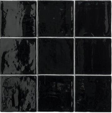 Wandtegel Handvorm Terre WoW Negro Glossy Zwart Glans 15x15, Nieuw, Minder dan 20 cm, 10 m² of meer, Wandtegels