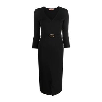 Twinset • zwarte jurk met logo • 34 (IT40), Twinset, Verzenden, Zwart, Nieuw
