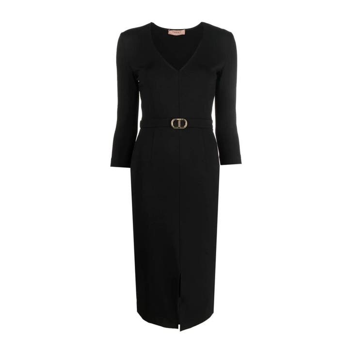 Twinset • zwarte jurk met logo • 34 (IT40), Kleding | Dames, Jurken, Zwart, Nieuw, Maat 34 (XS) of kleiner, Verzenden