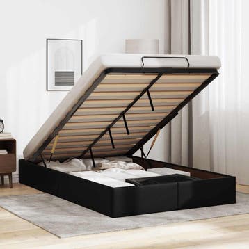 vidaXL Bedframe zonder matras 120x200 cm kunstleer zwart, Overige materialen, Verzenden, Zwart, Nieuw