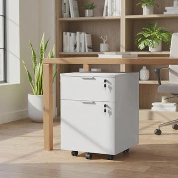 Mobiel Archiefkastje met 2 Vergrendelbare Lades en Wielen -, Huis en Inrichting, Verzenden, Nieuw