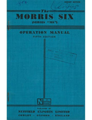 1952 MORRIS SIX (SERIES MS) INSTRUCTIEBOEKJE ENGELS