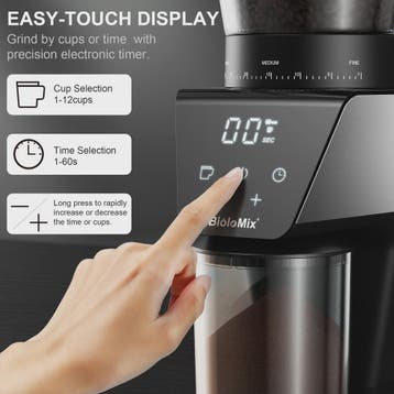BioloMix Elektrische Koffiemolen met 30 maalstanden & Timer, Verzenden, Nieuw