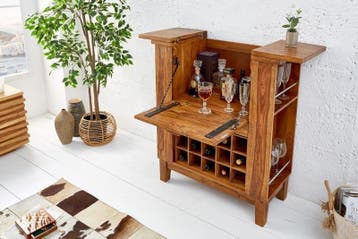 Massieve barkast MAKASSAR 85cm Sheesham steenafwerking, Ophalen of Verzenden, Nieuw