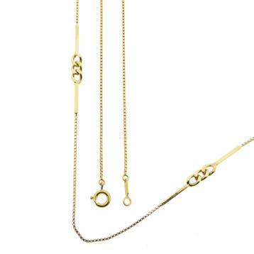 Lange gouden venetiaanse schakelketting/sautoir met staafjes, Ophalen of Verzenden, Gebruikt, Goud, Goud