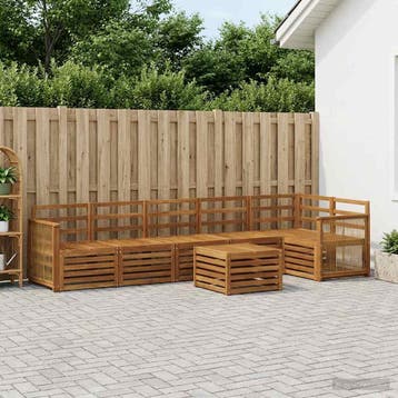vidaXL Hoekbank Set 6 pcs Naturel Massief Acaciahout, Verzenden, Nieuw