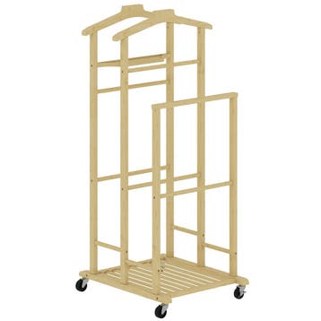 Bamboe Kledingrek Op Wielen, Compact, Met Hangers, Hangstang, Verzenden, Nieuw