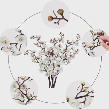 Kunstbloemen: Lentebloesem, Perzik Takken & Eucalyptus voor, Verzenden, Nieuw