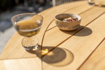Puglia Prado dining tuinset 130øx75 cm rond 5 delig teak, Ophalen of Verzenden, Nieuw