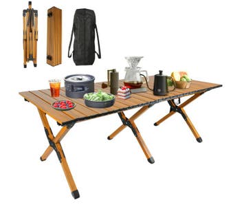 Opvouwbare Campingtafel Aluminium Houtlook Lichtgewicht, Verzenden, Nieuw