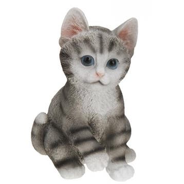 Zittende katten beeldje grijs 19 cm - Beeldjes, Verzenden, Nieuw