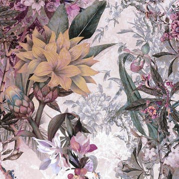 Profhome 381775-GU Bloemen behang floral mat wit paars 5,33, Verzenden