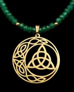 Keltische Triquetra en Smaragd – Drie-eenheidsknoop – Geluk