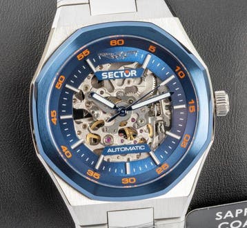 Sector - OTTO150 - Automatic - Skeleton - Silver/blue - 40, Nieuw