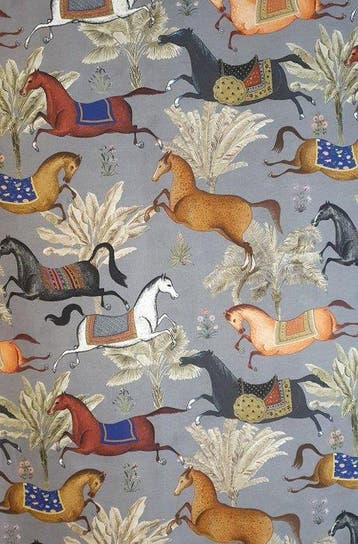 Originele stof Country House met paarden in galop - 300x280