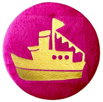 Baretspeld / button met de stoomboot roze, Ophalen of Verzenden, Nieuw