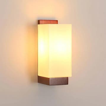 Vintage Houten Wandlamp met Glazen Kap, Verzenden, Nieuw