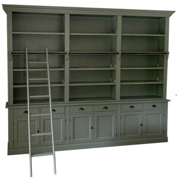 Boekenkast Engels groen met trap Reeuwijk XL 300 x 240cm, Huis en Inrichting, Kasten | Boekenkasten, Ophalen of Verzenden, Nieuw