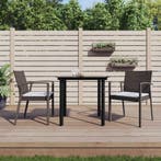 vidaXL 3-delige Tuinset met kussens poly rattan en staal, Tuin en Terras, 2 zitplaatsen, Nieuw, Tuinset, Verzenden