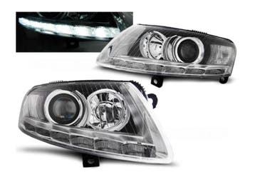 Xenon koplampen LED DRL Chrome geschikt voor Audi A6 C6, Verzenden, Nieuw, Audi