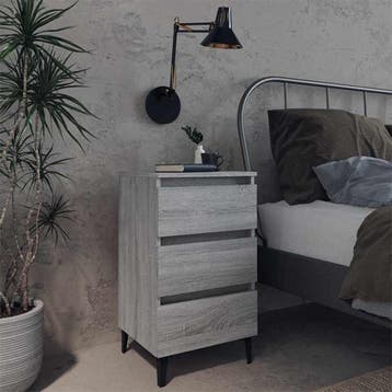 vidaXL Nachtkastje met metalen poten 40x35x69 cm grijs, Minder dan 45 cm, Verzenden, Nieuw, 55 tot 70 cm