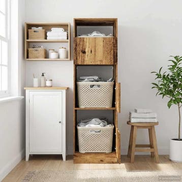 vidaXL Wasmeubel Artisan Eiken 50 x 68 x 162 cm Bewerkt hout, Verzenden, Nieuw