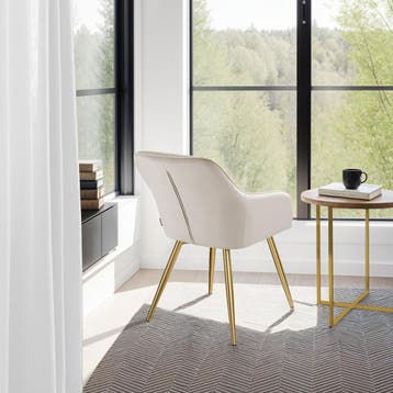 Eetkamerstoel Marilyn fluweellook, gouden poten - taupe/goud, Huis en Inrichting, Stoelen, Verzenden, Nieuw