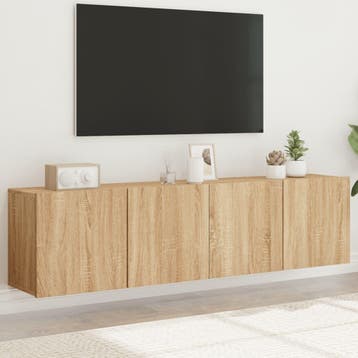 vidaXL Tv-meubels 2 st wandgemonteerd 80x30x41 cm sonoma, Minder dan 50 cm, Verzenden, Nieuw, Minder dan 100 cm