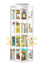Draaibare Boekenkast 360° – Hoekkast met 4 Lagen Hout, Verzenden, Nieuw