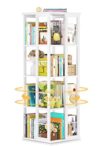 Draaibare Boekenkast 360° – Hoekkast met 4 Lagen Hout, Huis en Inrichting, Kasten | Boekenkasten, Verzenden, Nieuw